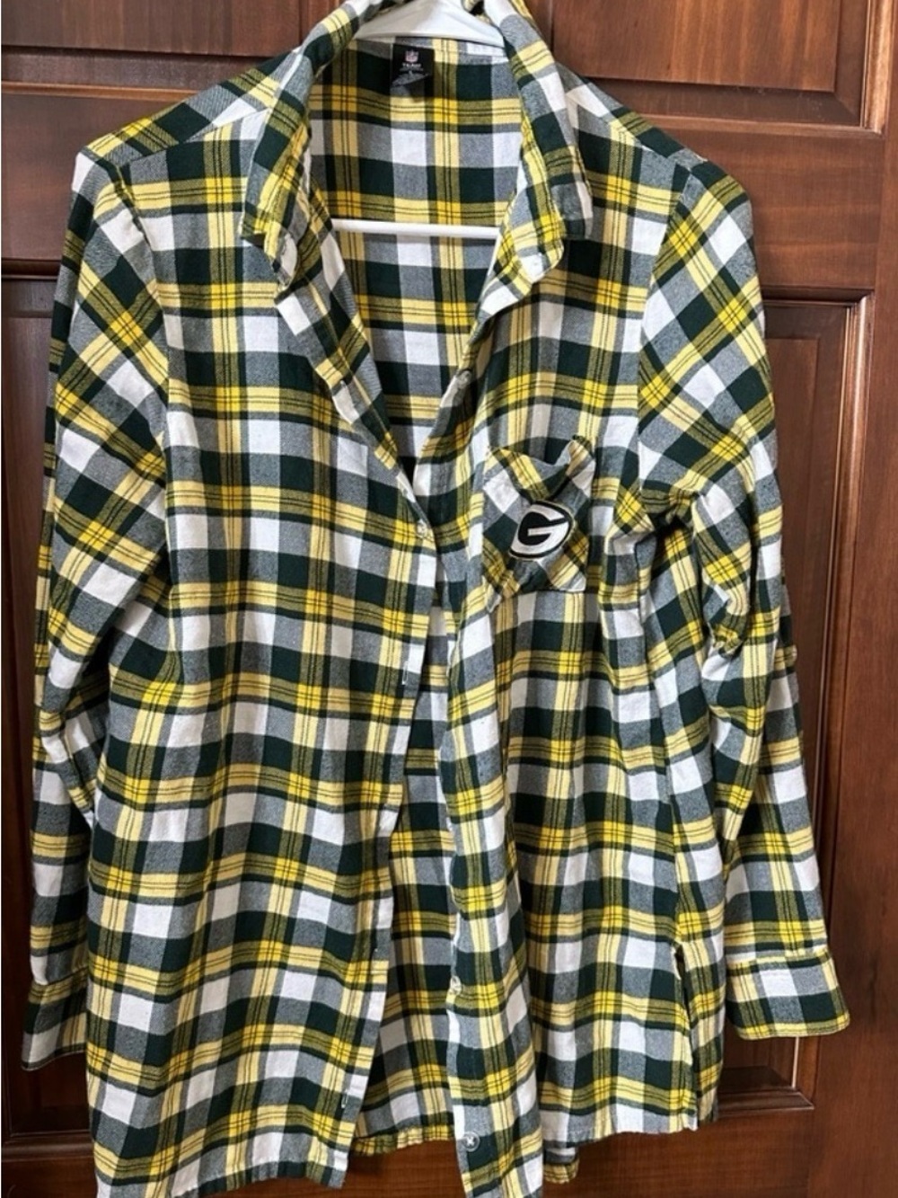 Green Bay Packers Women’s Large Plaid Flannel Button Down Shirt NFL